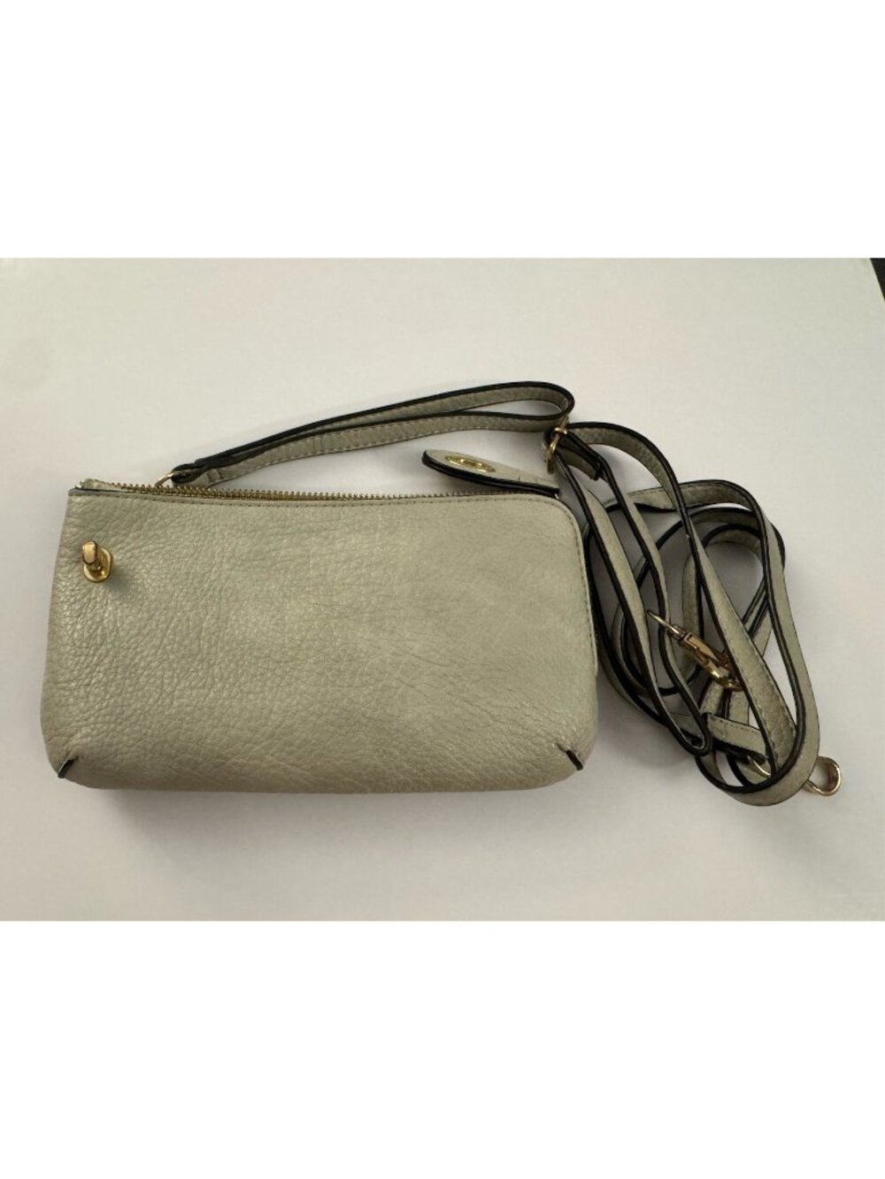 Jen & Co Crossbody Bag Grey Leather Wristlet Clutch Purse HM5